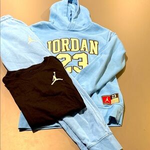 Jordan Light Blue Hoodie and Sweatpants with Black Tee